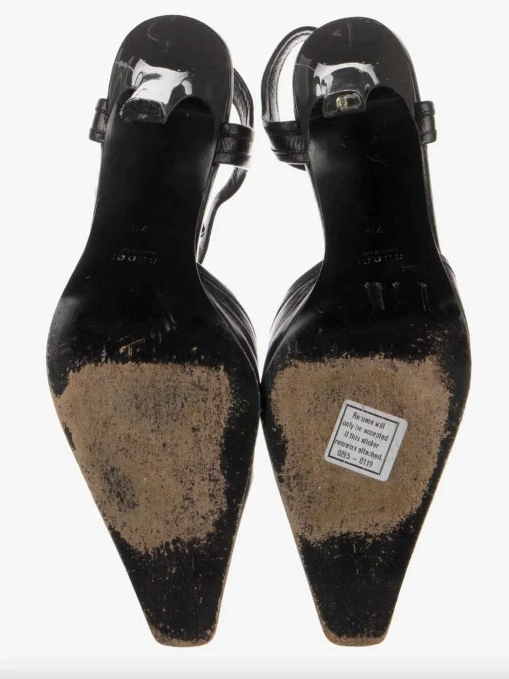 Vintage Gucci Black Leather Ankle Strap Stiletto Pumps